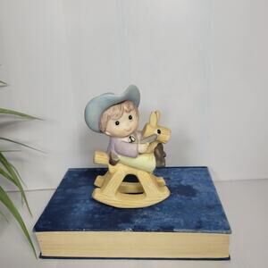 Vintage Homco Cowboy & Rocking Horse Figurine 1417